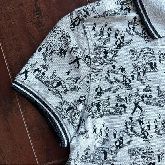 SOLD - FRED PERRY Dreamland Amusement Arcade Heather Grey Polo Sz US6 - Picture 5 of 9